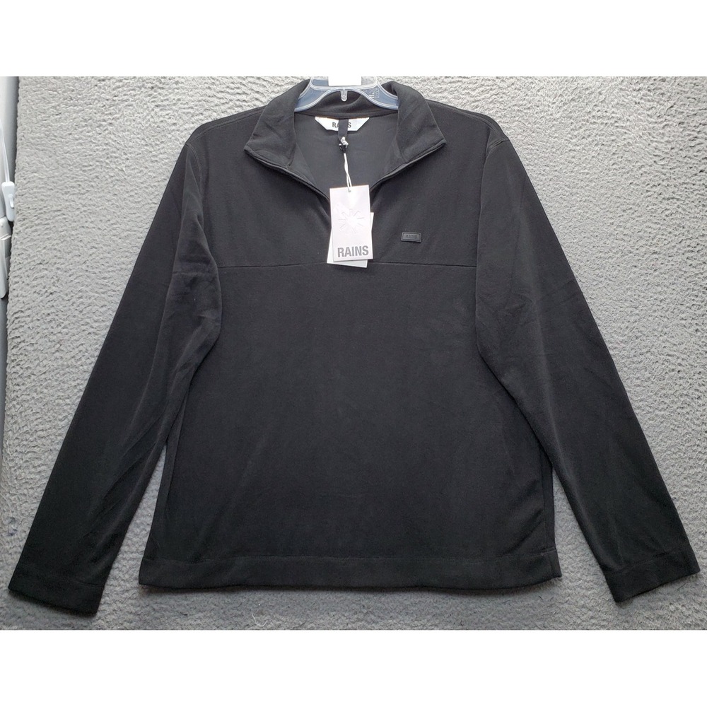 Rains Addis Fleece Half Zip Pullover Sweatshirt Mens Medium Black Long Sleeve